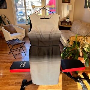 Carolina Herrera Black and Gray Ombre Midi Dress sz 12 L